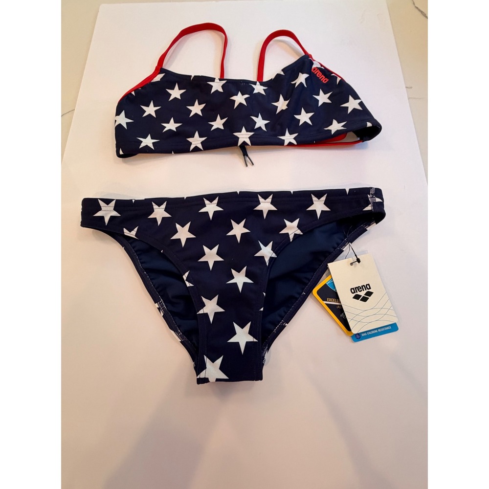 Arena Stars Bikini Set Women's Large Navy Red White Two Piece NWT